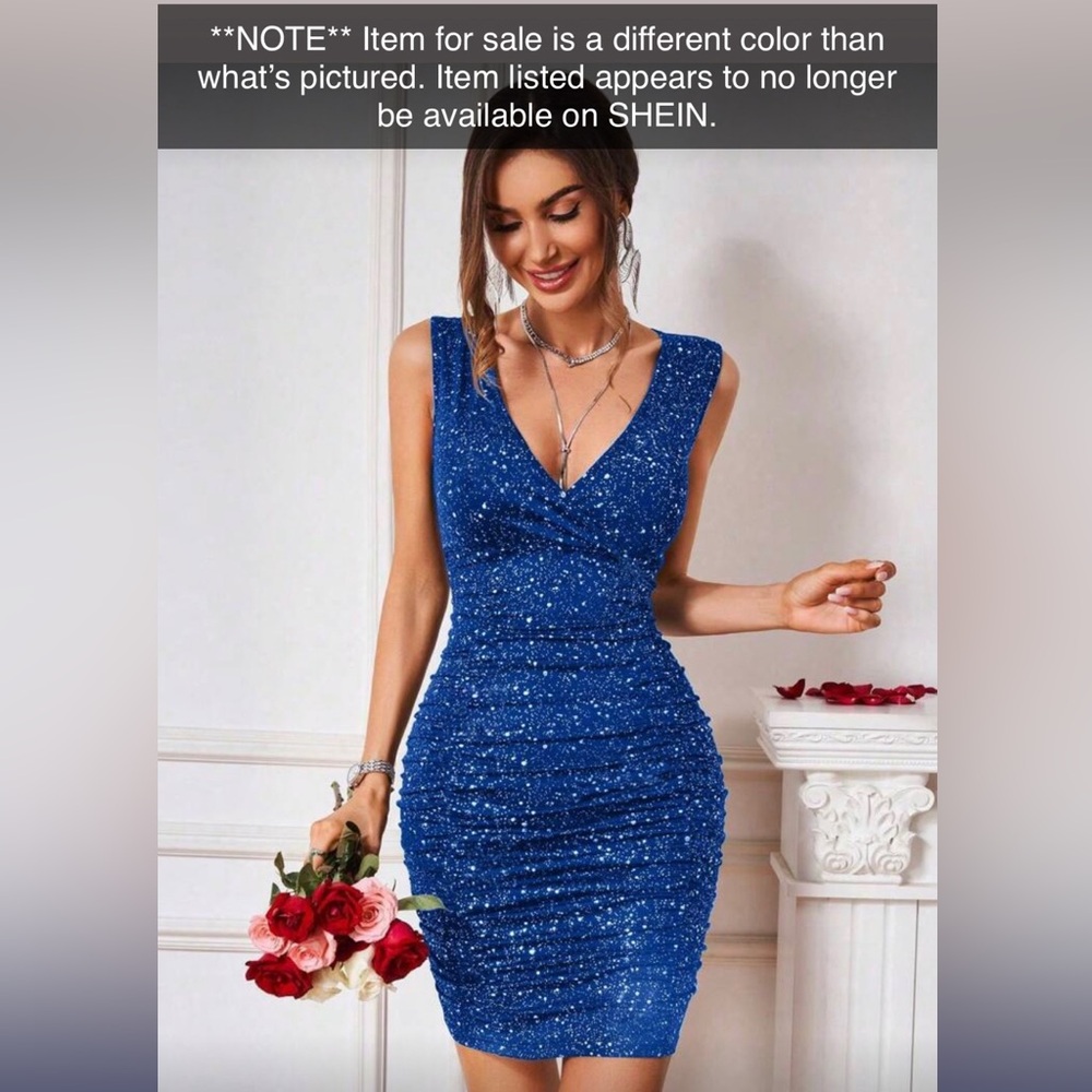 SHEIN Sparkling Teal Blue Mini Dress